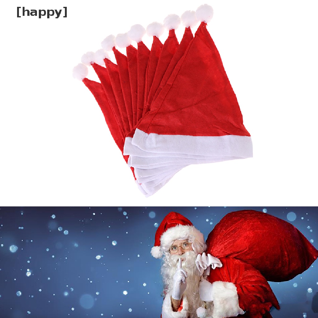 10pcs Topi Santa Claus Untuk Dekorasi Natal