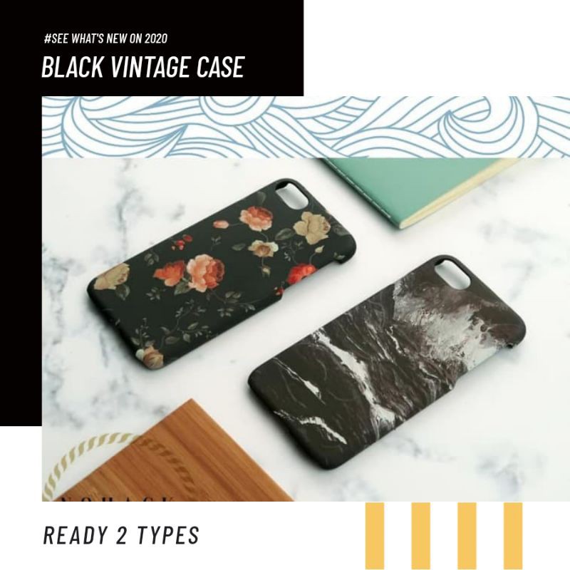Black Vintage Case Ip Iphone 5 5S SE 6 6+ 6S 6S+ 7 7+ 8 8+ plus hard cool simple cute lucu unik ume