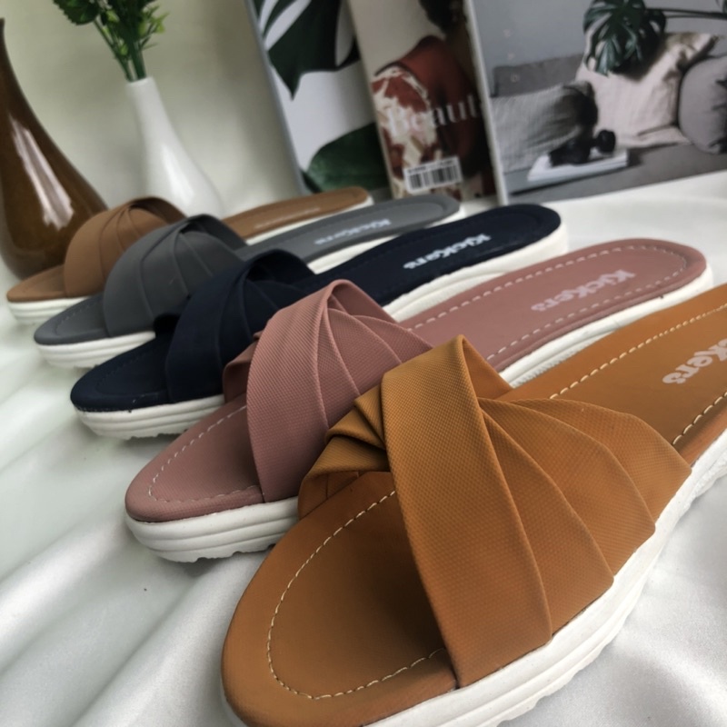 sandal cewek SLOP KIPAS 1 SENDAL wanita termurah terlaris Sandal Slop Slip On Teplek Wanita Sandal Cewek sandal teplek sandal flat Terbaru emaja Kekinian / Sendal Teplek Selop Flip Flop Perempuan