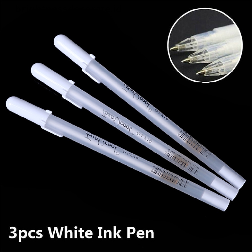 (Birth) 3 / 6pcs Pulpen Gel Warna Putih Untuk Menggambar / Melukis / Sketsa