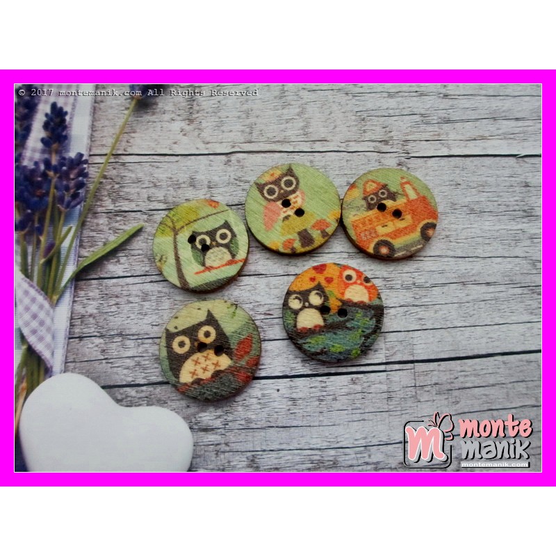 

Kancing Kayu Bundar Owl 2cm (KKN-066) Craft Online Shop