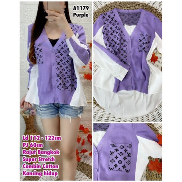 Blouse wanita bahan rajut Bangkok mix katun import ukuran allsize ld 115