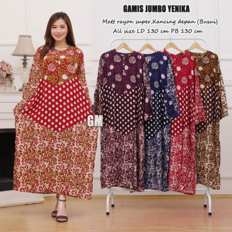 DASTER PANJANG JUMBO BUSUI DADA KANCING BATIK ADEM MURAH LENGAN PANJANG-LDJ. Yenicka