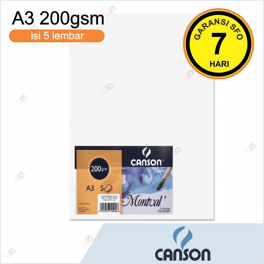 

Canson Montval A3 200g - 5 sheets - Watercolor Painting Paper - Kertas Cat Air