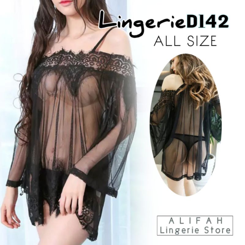 Baju tidur dres sexy lingerie seksi wanita cewek brukat cantik lingeri D142