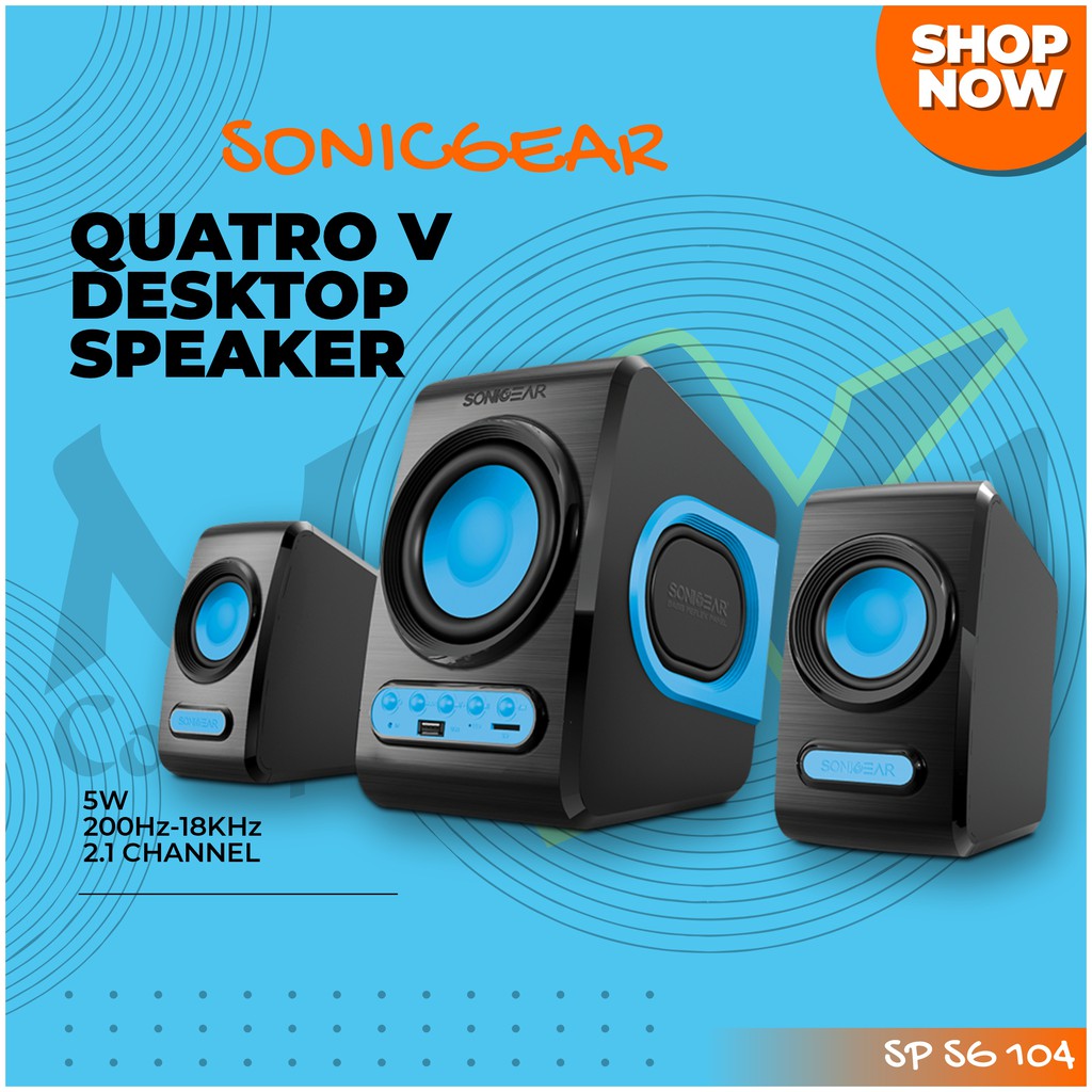 Sonicgear Quatro V Usb Tf Fm Bass Reflex 2 1 Sound Channel Desktop Speaker Shopee Indonesia