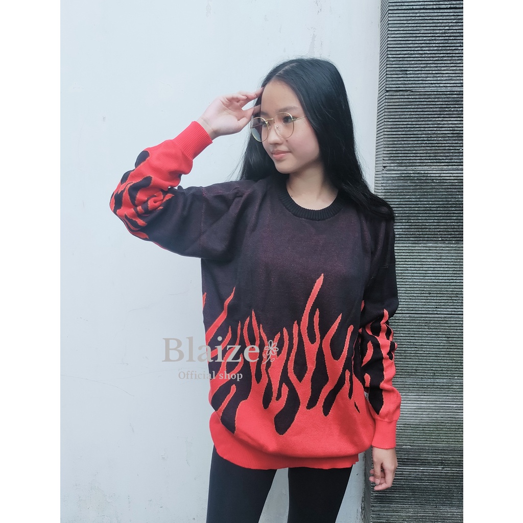 FLAME NAOMI SWEATER PREMIUM RAJUT TREND UNISEX OVERSIZED SWEATER