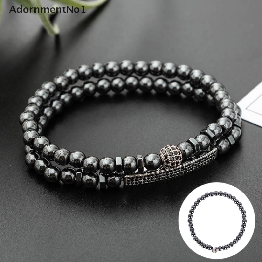 (AdornmentNo1) Gelang Kesehatan Manik Hematite Magnetik Untuk Pria