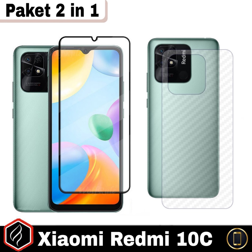 Paket 2 IN 1 Redmi 10C Anti GOres Layar Free Garskin Carbon Pelidung Anti Jamur Handphone Redmi 10 c