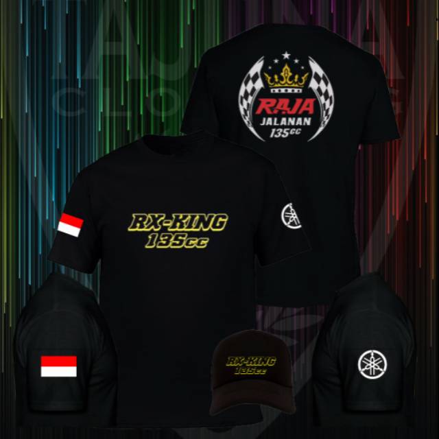 Paket kaos dan topi RX KING RAJA JALANAN sablon dua sisi full sablon combed 30s kaos standart distro