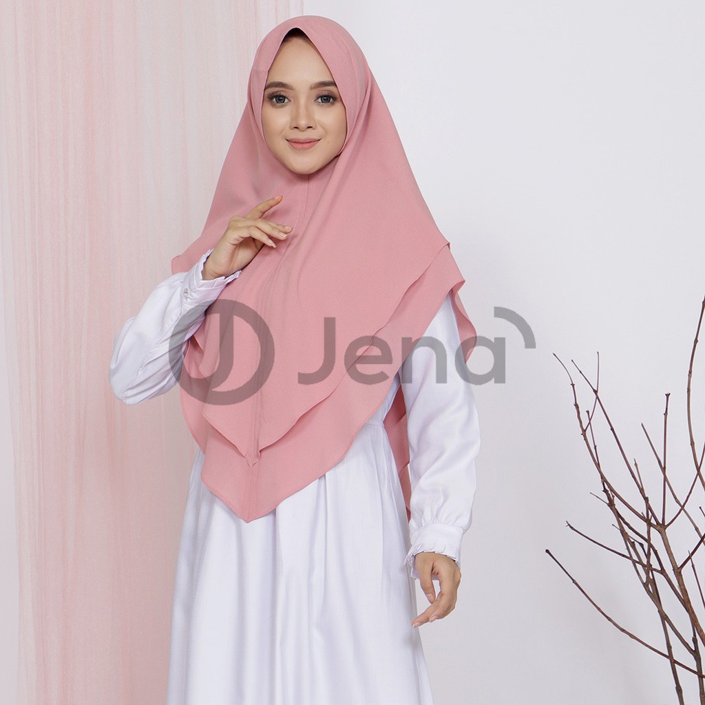 Khimar 2 Layer Hijab Jumbo Bergo Maryam Diamond 2 Leyer Krudung Balqis Soft Pad Kerudung Instan Jilb
