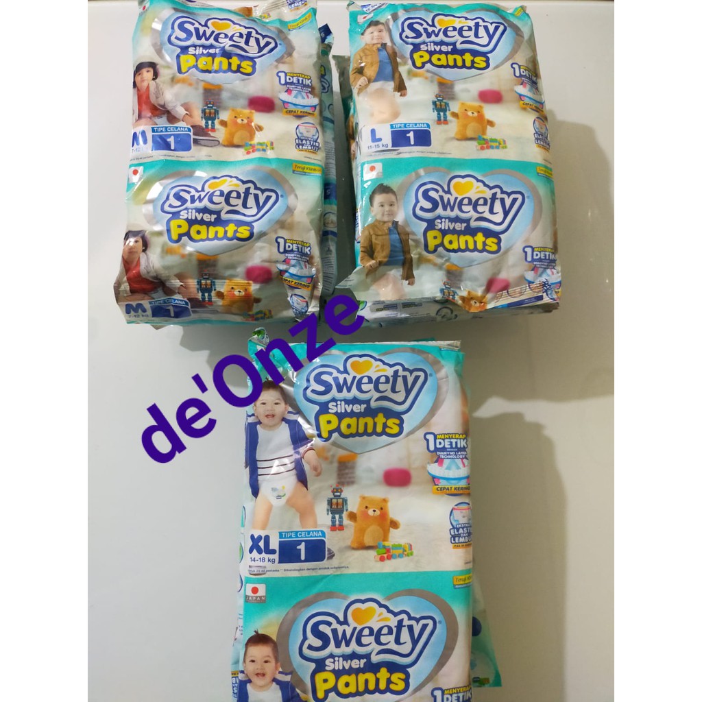 Sweety Silver Pants M, L & XL 6 Sachet (Tipe Celana 1)