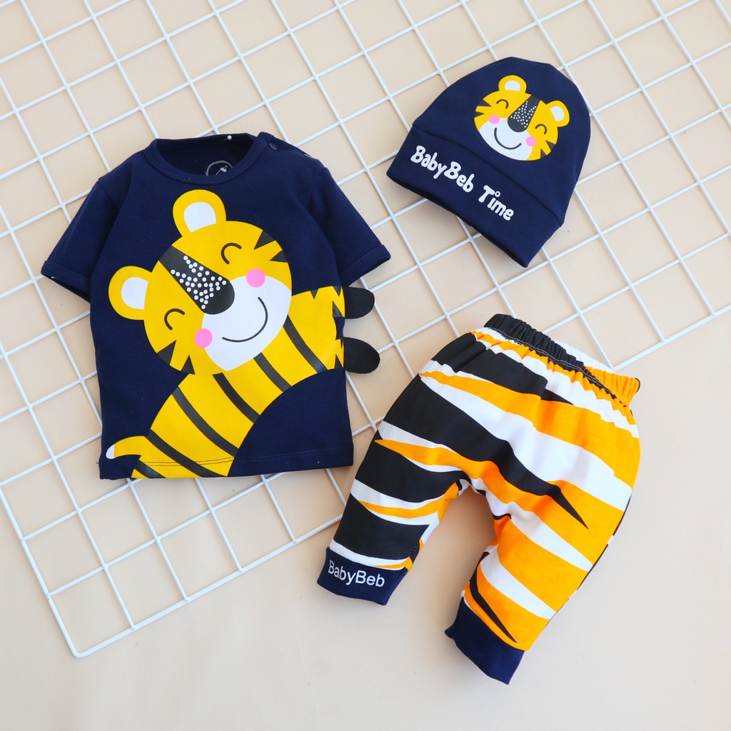 Nuna Store Baju anak laki laki / Setelan Baju Celana Anak Bayi laki laki dan perempuan  6-18 bulan cowok cewek adem BBB Motif Tiger