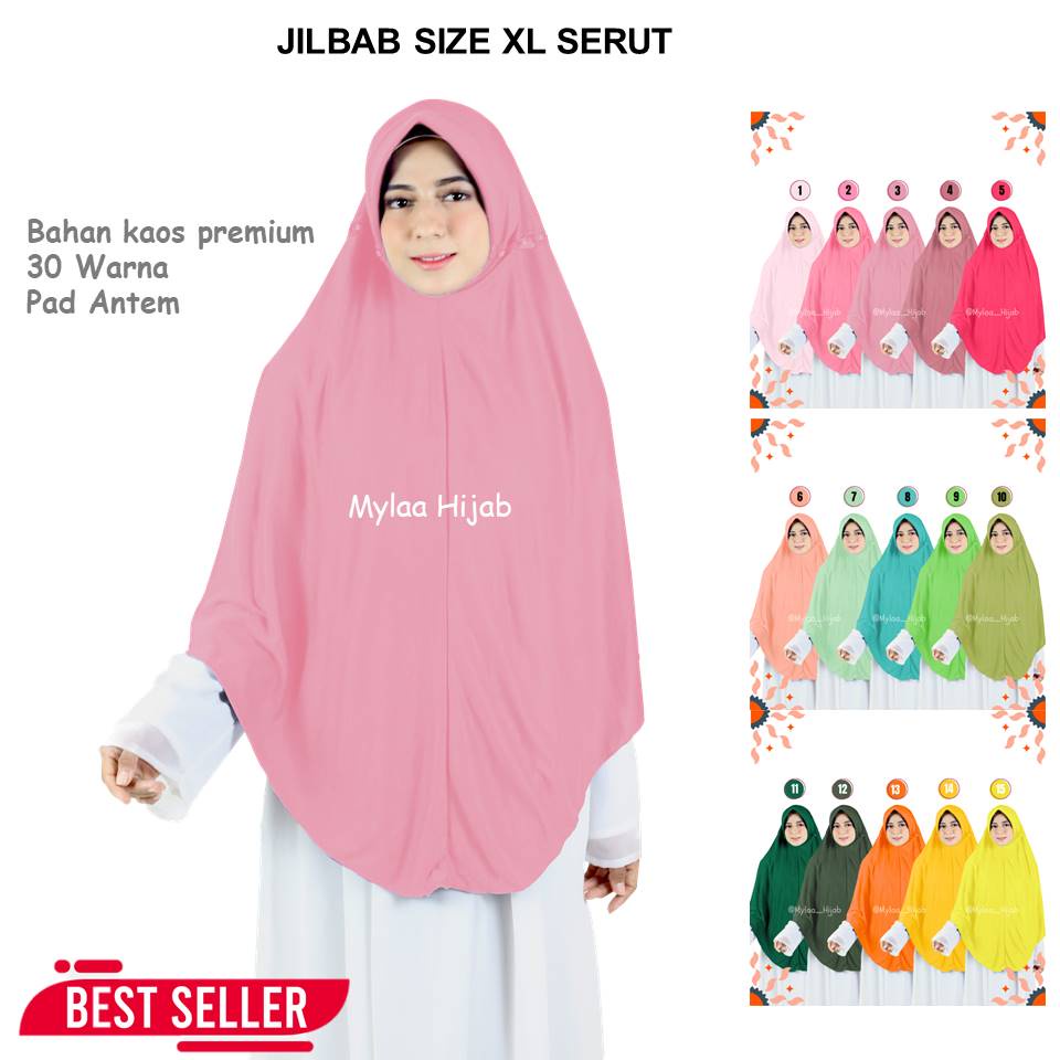 Mylaa Hijab Jilbab Hijab Bergo Instan XL TALI SERUT Anak Sekolah Dewasa Bahan Kaos PKS Oren