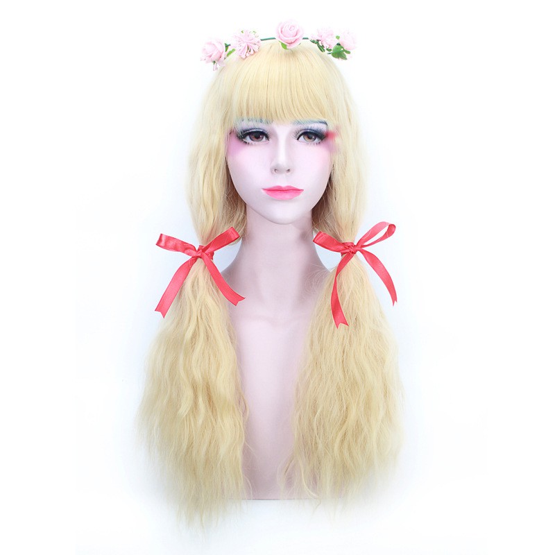 LOL-78 wig daily lolita rambut palsu jepang korea cosplay wavy blonde brown annabelle