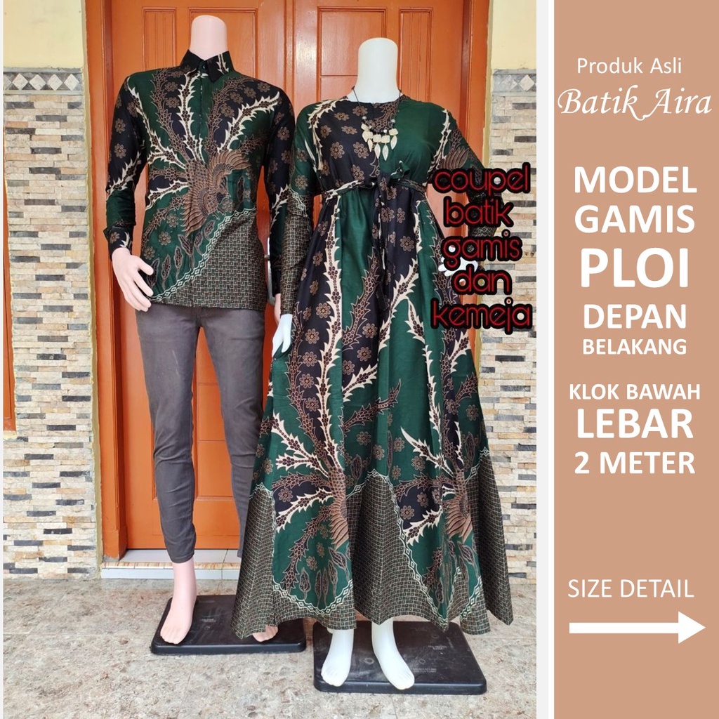 Batik Aira - Batik Couple Gamis Kemeja Rantai Ijo