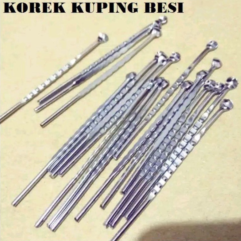 Korek kuping Besi dan Gagang Plastik Kecil / Alat Pembersih Telinga Chroom Stainless dan Plastik /  cotton bud