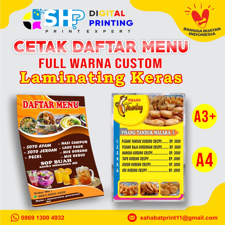 

Cetak Daftar Menu Makanan Minuman Custom Ukuran A4 A3