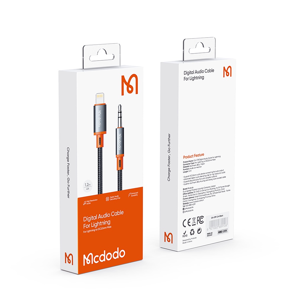 MCDODO CA-0780 Kabel AUX Iphone To DC3.5MM Premium Audio Stereo 1.2m