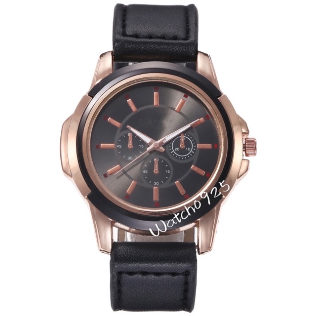 [READY STORK] JAM TANGAN PRIA KULIT FASHION MURAH ANALOG COKLAT MUDA PLAT HITAM M13