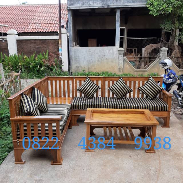 Meja Kursi Tamu Sudut Murah Kayu Jati Jepara Sofa Minimalia Cafe Hotel Resto