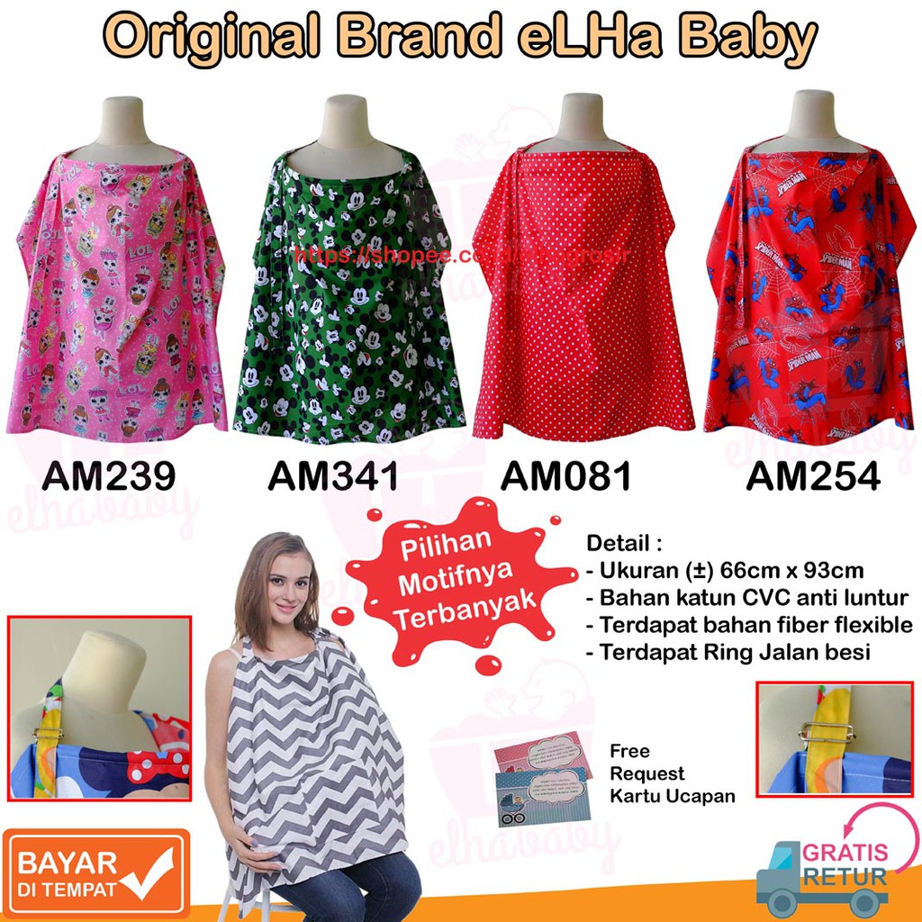 Celemek Apron Newborn Apron Menyusui Perlengkapan Ibu &amp; Bayi eLHa Baby New Motif