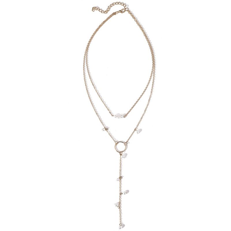 Kalung Korea Mutiara Liana Pearl Circle Multilayer Juntai Korean Necklace