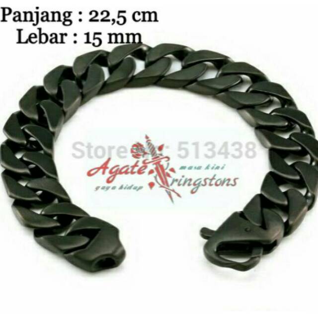 Gelang Rantai titanium hitam / Gelang Bykers Pria keren Punk rock