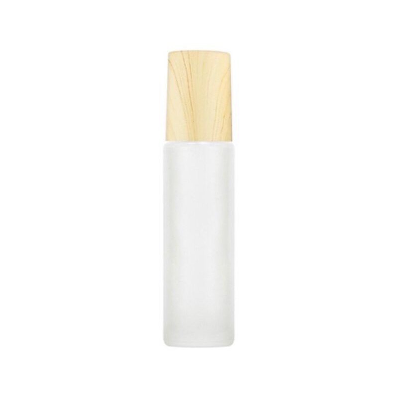 Botol Kaca Roll On 10ml Frosted TEBAL Tutup Kayu Bamboo Wood Gold Roller THICK Essential Oil