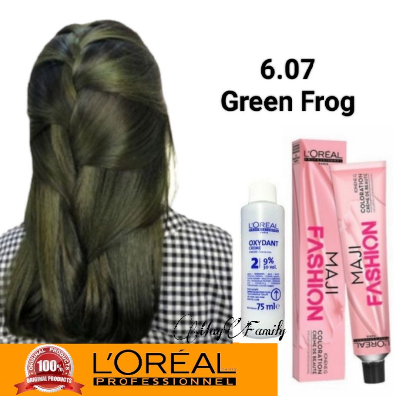 Cat rambut loreal majifashion 6.07 green frog / Loreal majifashion / Pewarna rambut loreal
