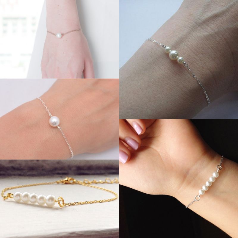 COD Gelang Tangan Rantai Mutiara Simple Gaya Korea / Bangle / Aksesoris Korean Style Chain Pearl