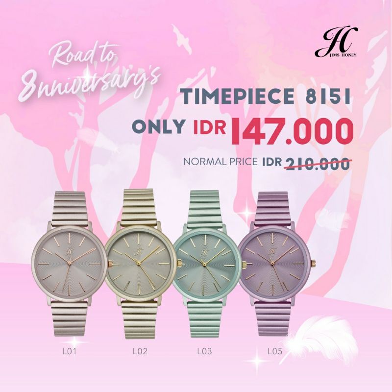 Jims Honey - JT 8151 - Jam Tangan Wanita Water Resistant Anti Air - Free Box Exclusive