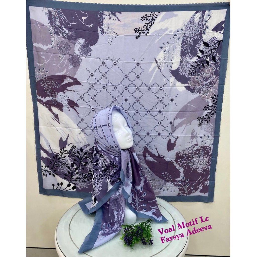 SEGI EMPAT MOTIF TERBARU HIJAB SEGI EMPAT MOTIF DEENAY  LASERCUT  TERMURAH DAN TERLARIS NAYLA HIJA'B-KEMBANG PURPLE