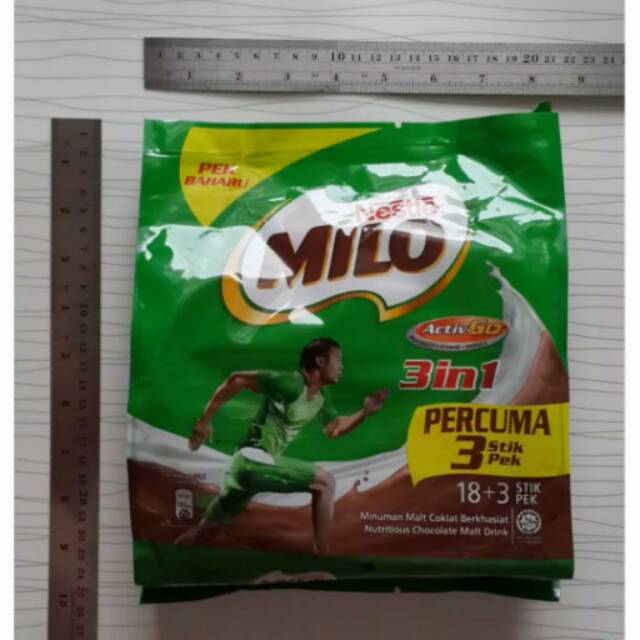 

Milo malaysia sachet isi 21 sticks (18+3)