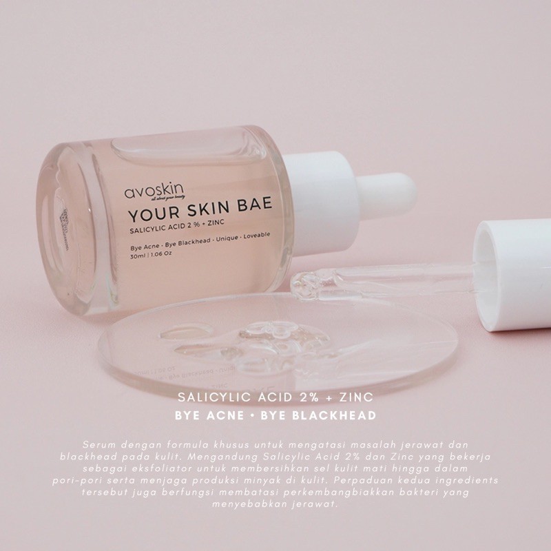 AVOSKIN Your Skin Bae Salicylic Acid 2% + Zinc Indonesia / Avo Skin / Bye Acne Bye Blackhead Serum