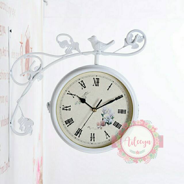 Jam gantung shabby vintage 2 sisi