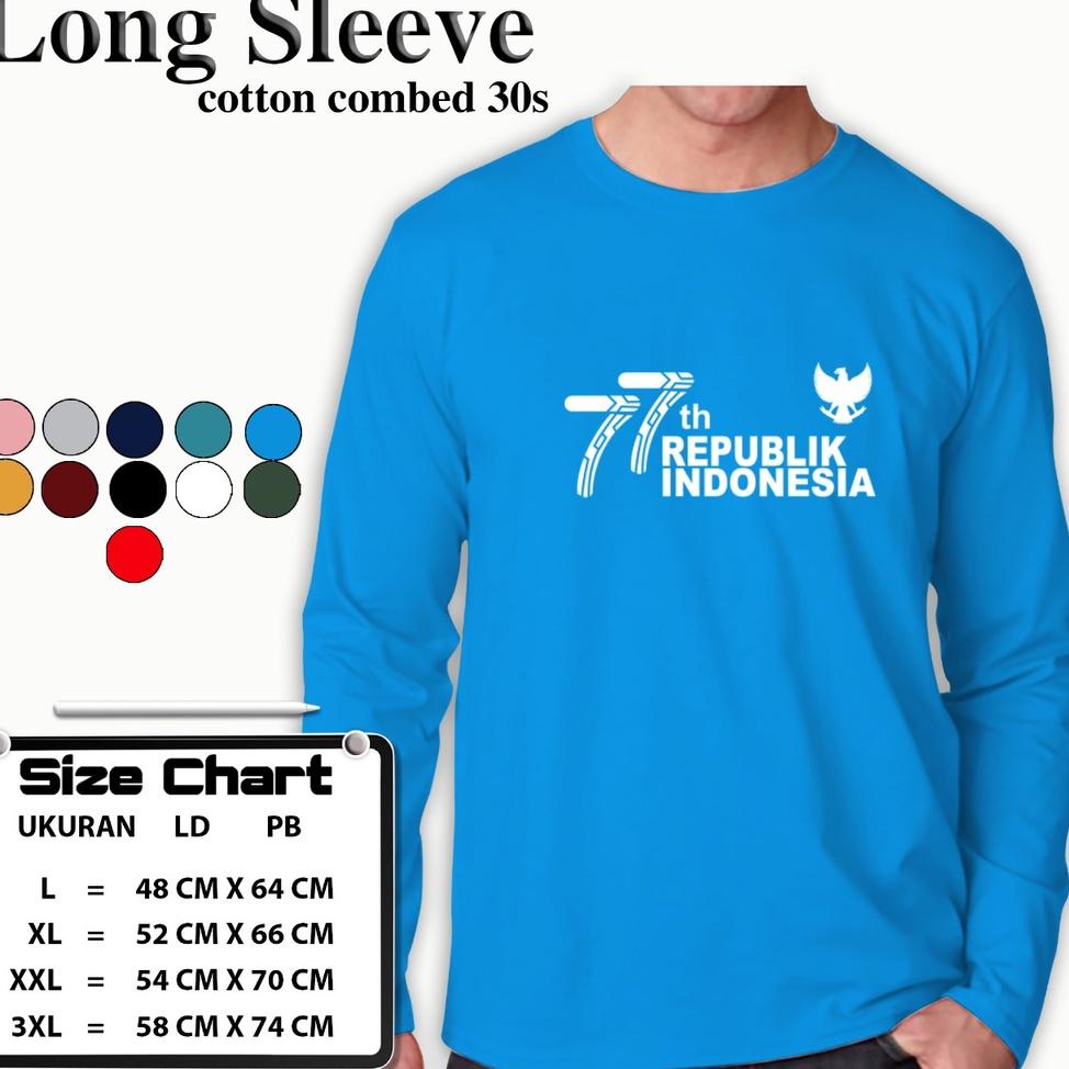 TERBARU ㊋ KAOS PRIA LENGAN PANJANG HUT RI 77 ATASAN WANITA DAN PRIA LENGAN PANJANG HUT RI 77 MERDEKA