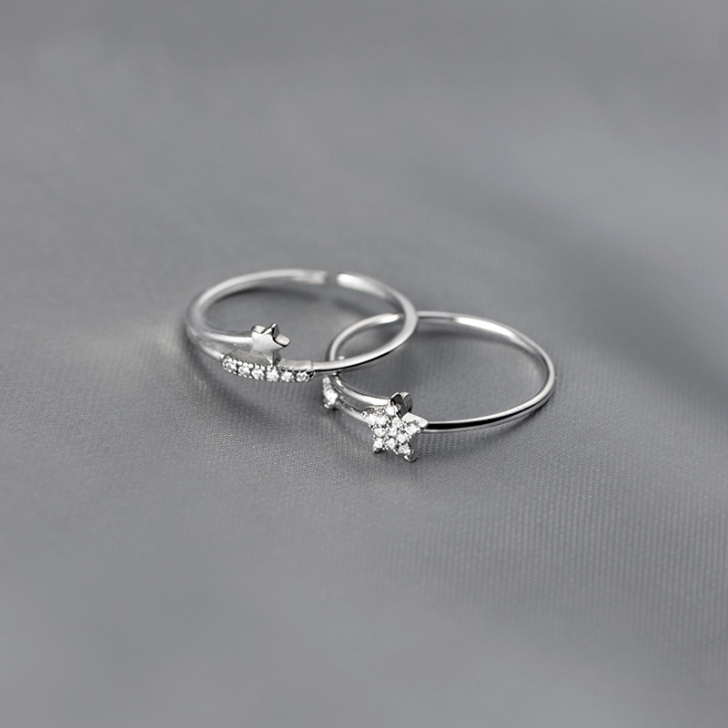 Korean Fashion Small Fresh Star Ring Female Simple Sweet Size Star Full Diamond Ring