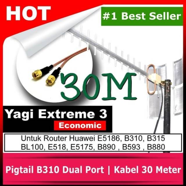 Antena Yagi Penguat Sinyal Home Router B310S B311 B315 30 Meter Free Pigtail Type SMA