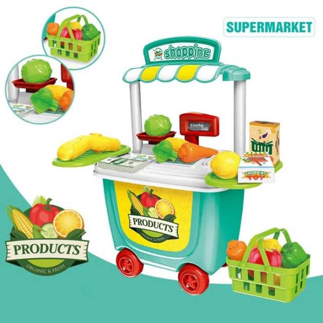 Mainan anak shopping trolley gerobak dorong supermarket