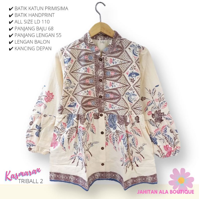 Blus kasmaran tribal batik solo atasan kerja batik wanita kerja