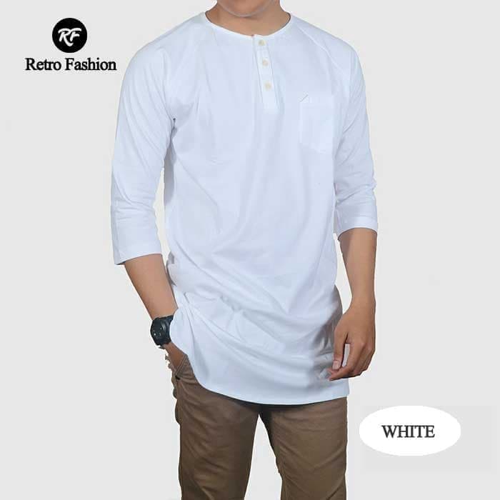 Baju Muslim Putih/ Kurta Kaos Polos/ Baju Koko Putih