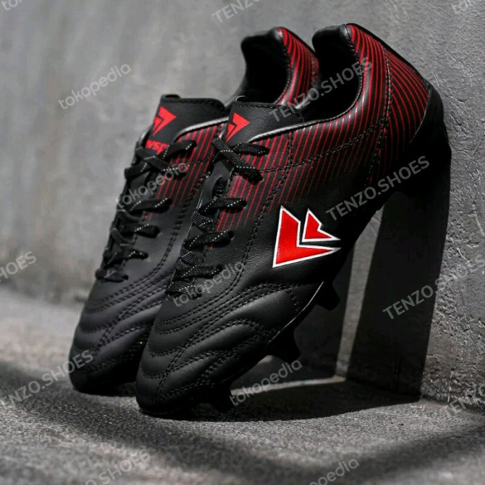 sepatu bola kulit asli sevspo x zoro calf leather black red original