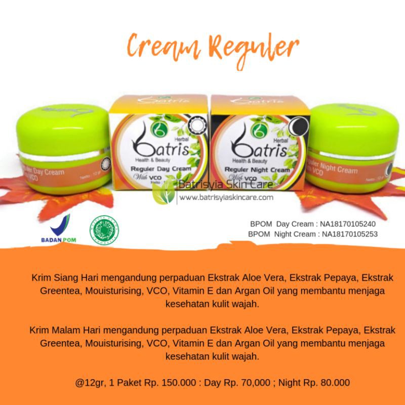 

Cream Reguler Batrisyia Herbal With VCO