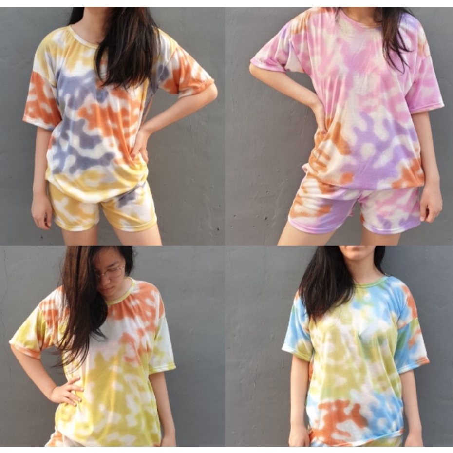 KC TIE DYE 03 XL CORAL / BIGSIZE TIE DYE T-SHIRT XL YERIKA / SETELAN KAOS COTTON CANDY