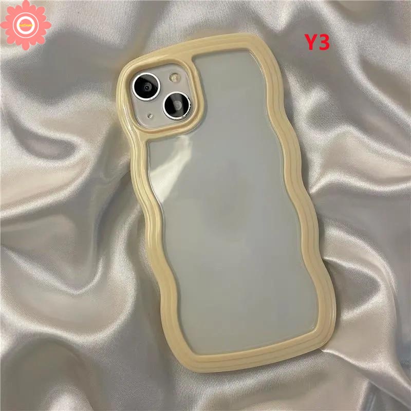 Casing Macaron Simple VIVO Y36 Y35 Y16 Y15s Y12 Y15 Y11 Y11s Y12i Y15A Y20 Y21 2021Y20i Y20s G Y33s Y21s Y12s Y50 Y91C Y1S Y91 Y95 Y30 Y30i Warna Permen Bening Soft Wavy Edge Case