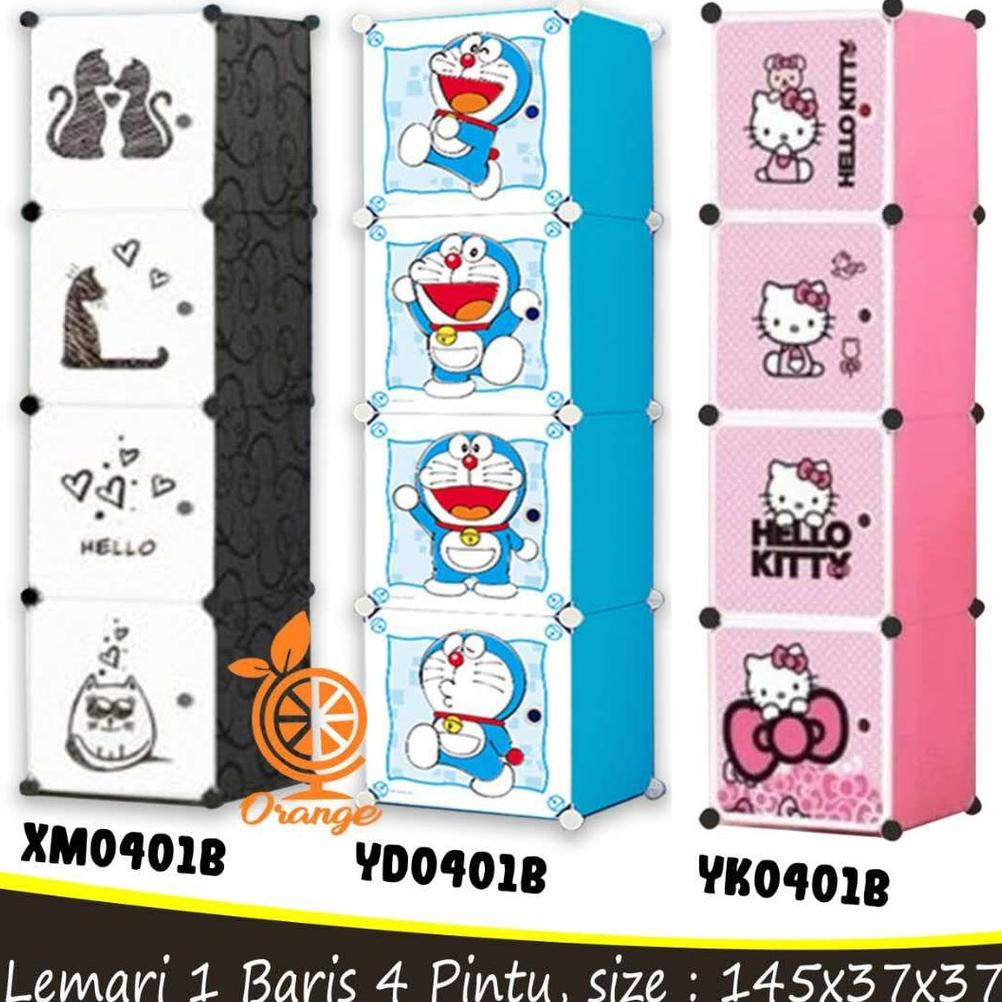 LEMARI PLASTIK LEMARI PORTABLE MINI 4 PINTU IMPORT KARAKTER LEMARI BAJU LEMARI PAKAIN ANAK DAN DEWAS