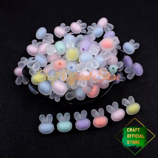 15 Pcs Manik Manik Mote Frosted Bunny Bening &amp; Doff Mute isi Rabbit Bahan Craft &amp; DIY