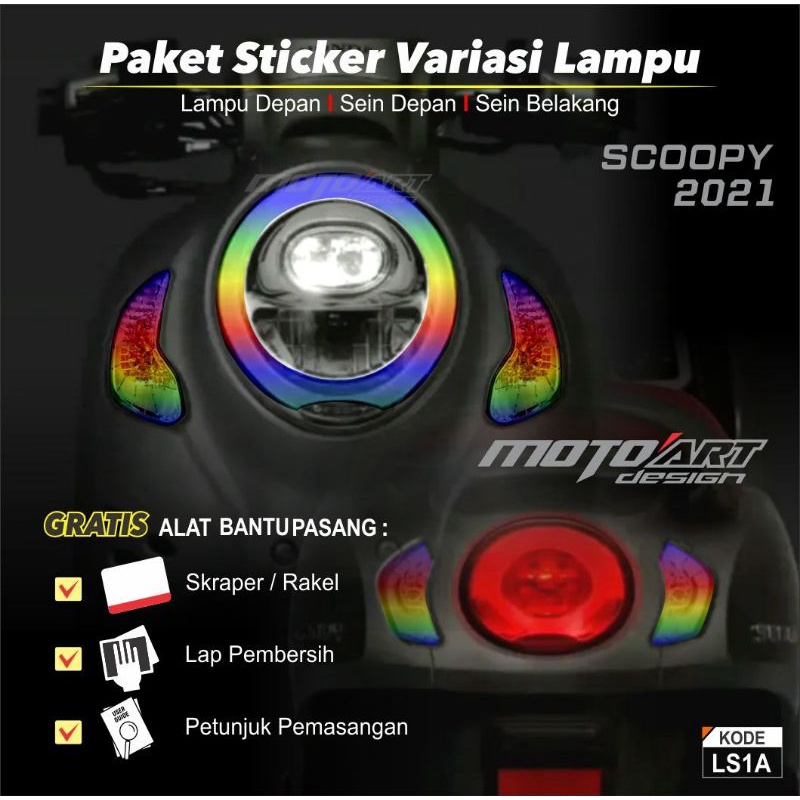 sticker variasi lampu scoopy 2021
