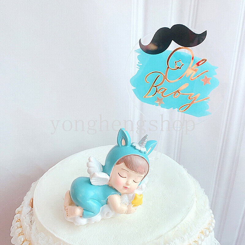 Topper Kue Bahan Akrilik Motif Print Untuk Dekorasi Pesta Ulang Tahun Baby Shower